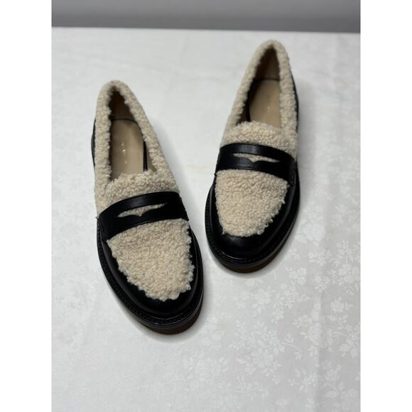 Ann Taylor Shoes - Ann Taylor Leather Shearling Loafers 8M Black